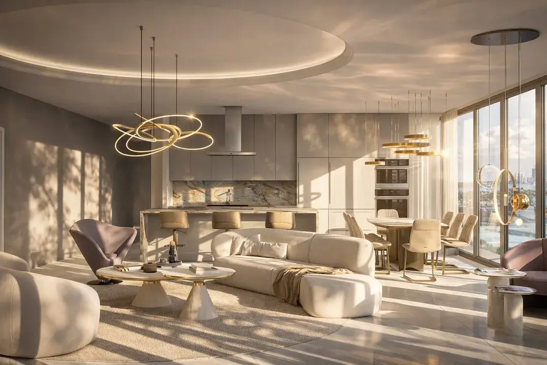 Missoni Baia Miami Residences Interior Design Living Room Dining Kitchen by Natalia Neverko Design
